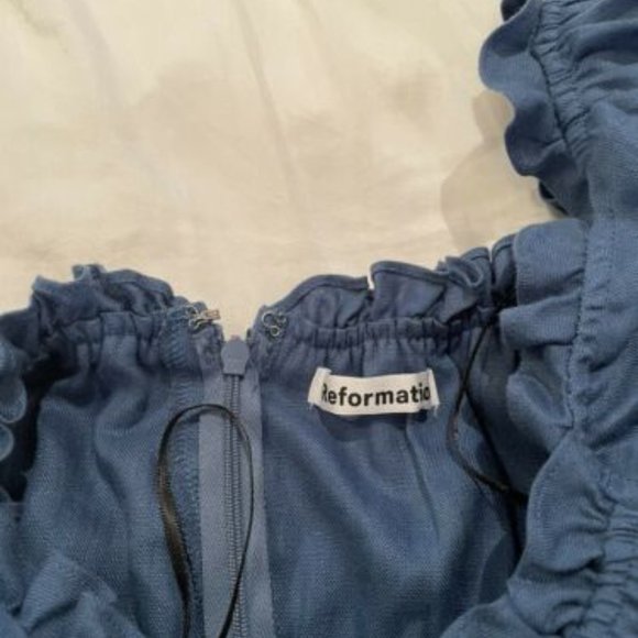 Reformation Robles Ruffled Linen Mini Dress US4 AU8 - Picture 8 of 8